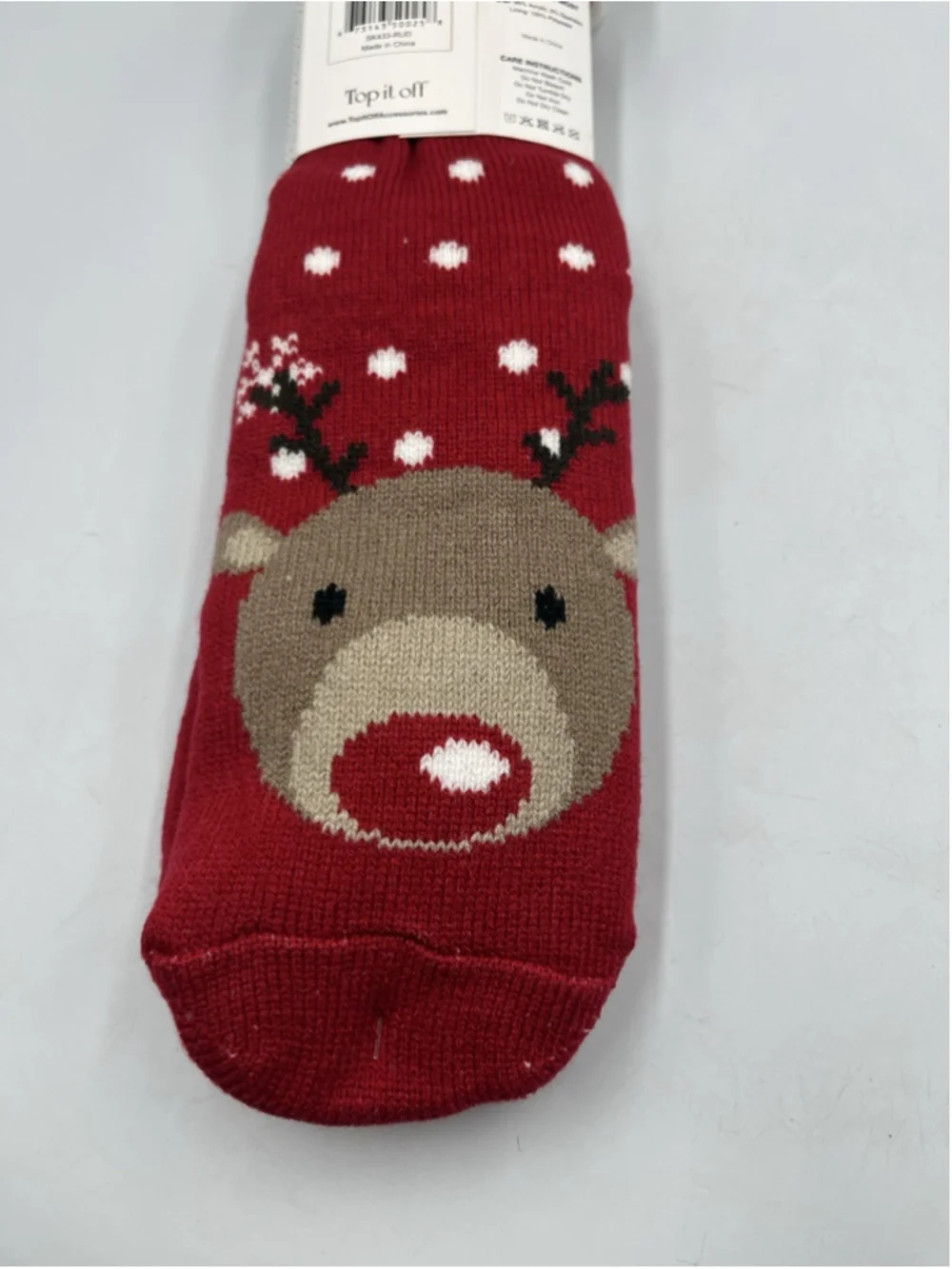 Top It Off Slipper Socks REINDEER Soft COZY WHEN YOUR FEET ARE FREEZZING SEE